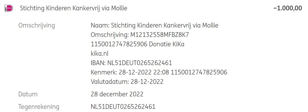 28-12-2022 Kika gesponsord voor <strong>€ 1.000,-</strong>
